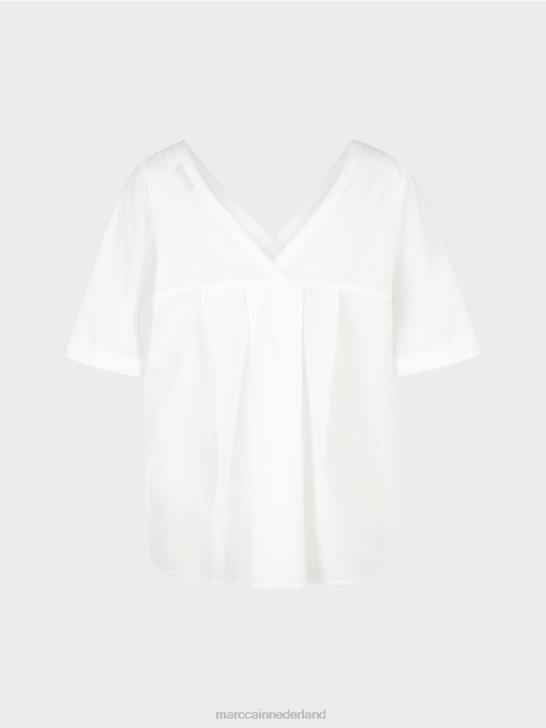 kleding wit 464J922 blouse met v-hals \"rethink samen\". Marc Cain