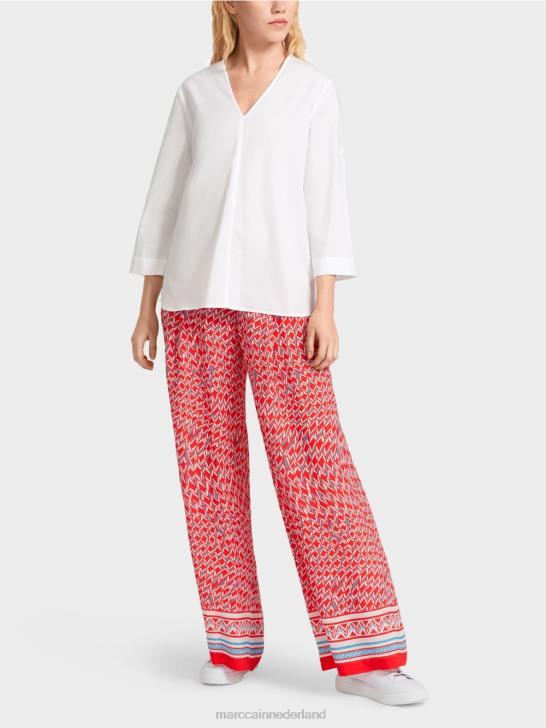 kleding wit 464J931 "rethink Together" blouse met lipjes Marc Cain