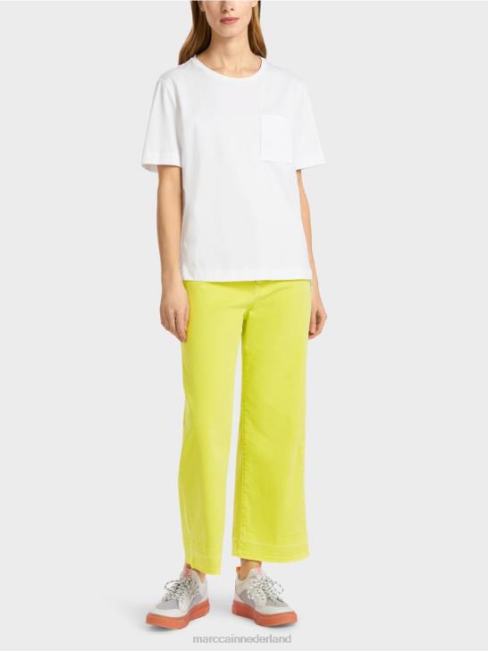 kleding wit 464J940 t-shirt met diagonale zijnaad Marc Cain