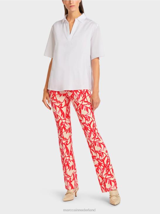 kleding wit 464J960 blouse van een materiaalmix Marc Cain