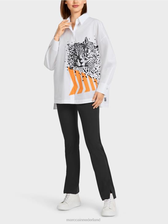 kleding wit 464J985 blouse "samen heroverwegen" Marc Cain