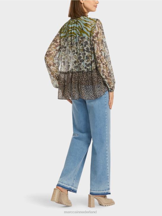 kleding zacht dakraam 464J967 top in blousestijl met patroonmix Marc Cain