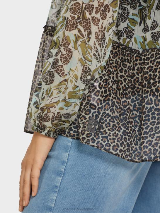 kleding zacht dakraam 464J967 top in blousestijl met patroonmix Marc Cain