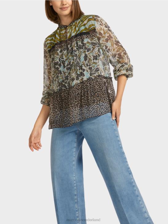 kleding zacht dakraam 464J967 top in blousestijl met patroonmix Marc Cain