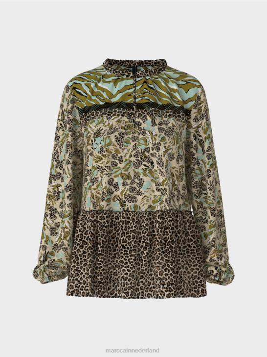 kleding zacht dakraam 464J967 top in blousestijl met patroonmix Marc Cain