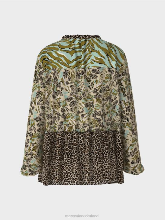 kleding zacht dakraam 464J967 top in blousestijl met patroonmix Marc Cain