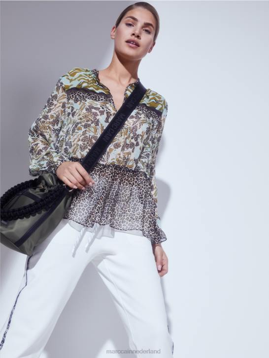 kleding zacht dakraam 464J967 top in blousestijl met patroonmix Marc Cain