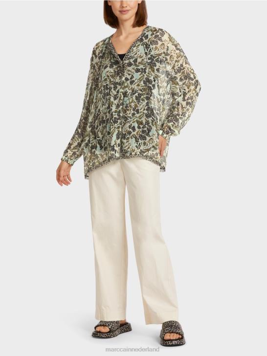 kleding zacht dakraam 464J981 top in blousestijl van viscose-crêpe Marc Cain