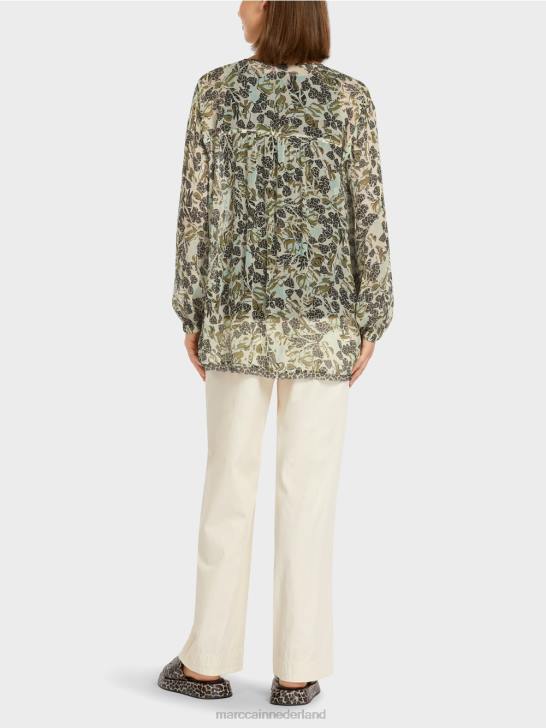 kleding zacht dakraam 464J981 top in blousestijl van viscose-crêpe Marc Cain