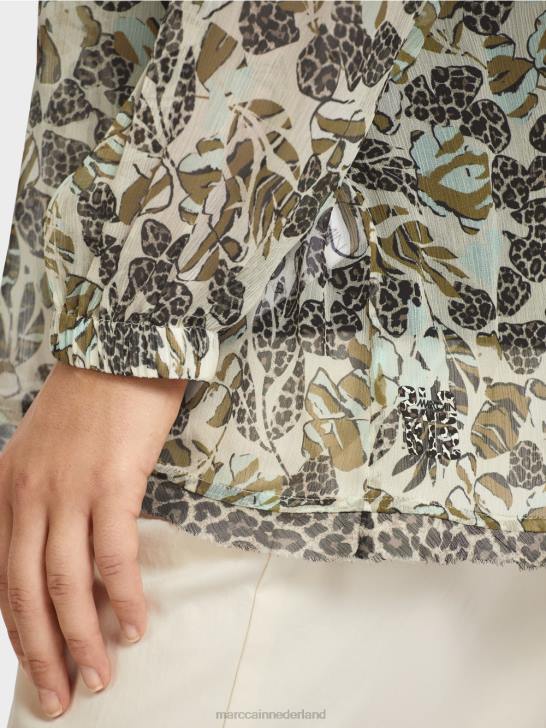 kleding zacht dakraam 464J981 top in blousestijl van viscose-crêpe Marc Cain