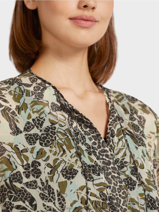 kleding zacht dakraam 464J981 top in blousestijl van viscose-crêpe Marc Cain