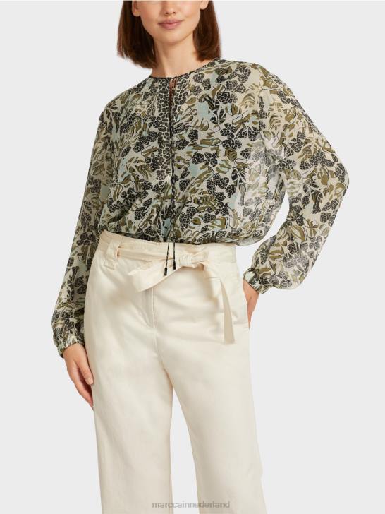 kleding zacht dakraam 464J981 top in blousestijl van viscose-crêpe Marc Cain