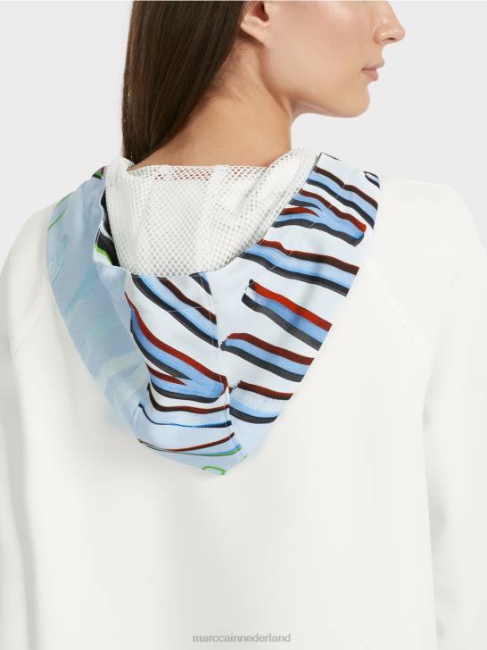 kleding zacht poederblauw 464J869 sportieve blouse van technojersey Marc Cain