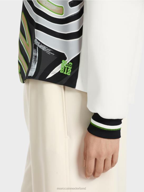 kleding zacht poederblauw 464J869 sportieve blouse van technojersey Marc Cain