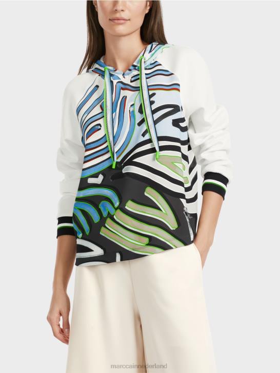 kleding zacht poederblauw 464J869 sportieve blouse van technojersey Marc Cain