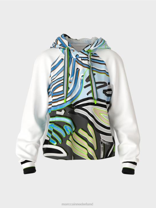 kleding zacht poederblauw 464J869 sportieve blouse van technojersey Marc Cain