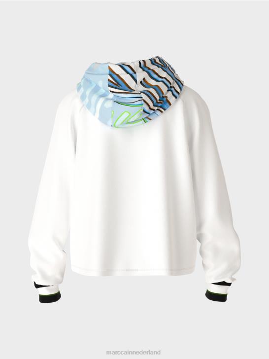 kleding zacht poederblauw 464J869 sportieve blouse van technojersey Marc Cain