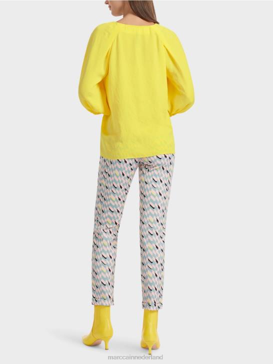 kleding zachte citroen 464J880 blouse met v-hals \"rethink samen\". Marc Cain