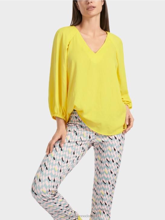 kleding zachte citroen 464J880 blouse met v-hals \"rethink samen\". Marc Cain