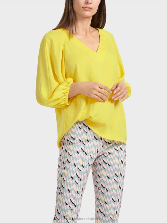 kleding zachte citroen 464J880 blouse met v-hals \"rethink samen\". Marc Cain