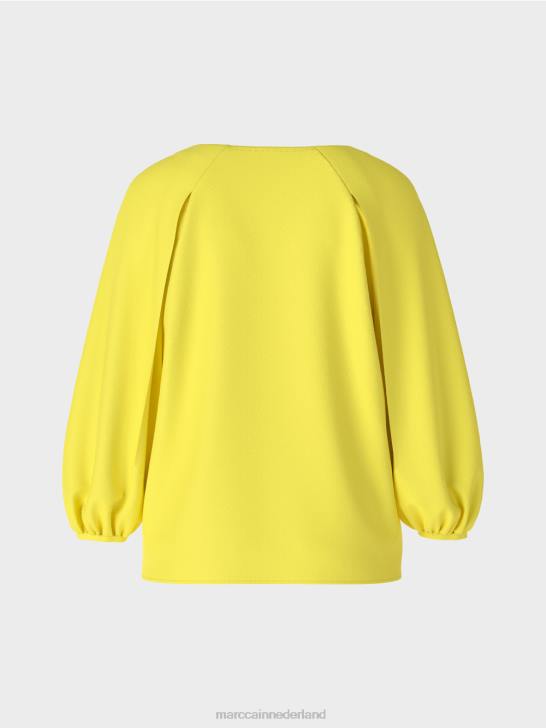 kleding zachte citroen 464J880 blouse met v-hals \"rethink samen\". Marc Cain