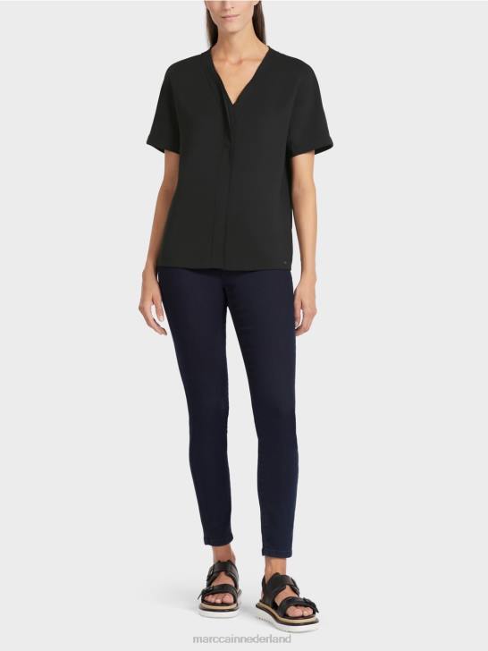 kleding zwart 464J1008 effen kimonotopje Marc Cain