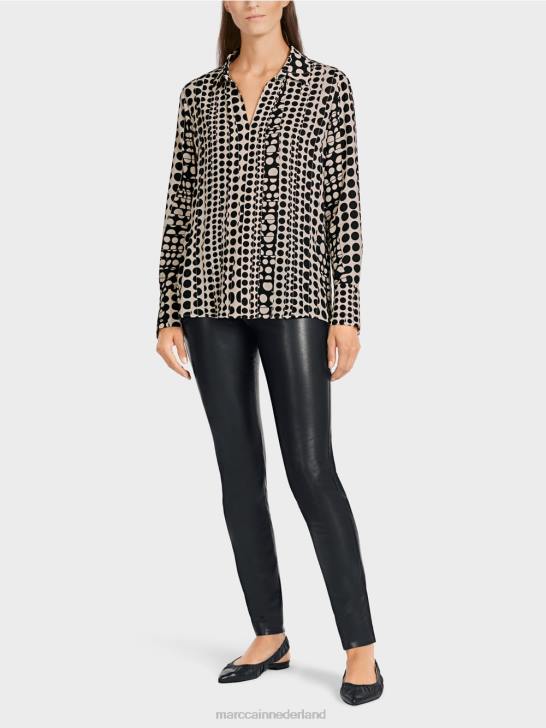 kleding zwart 464J1025 Tuniekjurk met op-art design Marc Cain