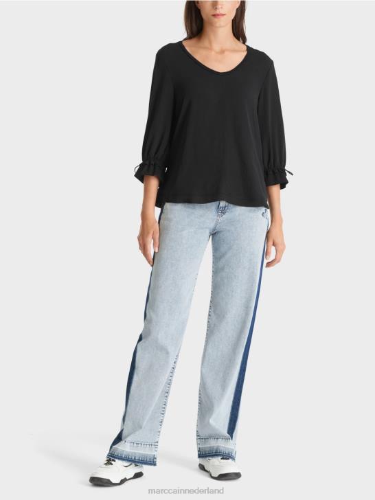 kleding zwart 464J871 blouse met a-lijn Marc Cain