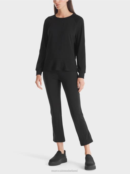 kleding zwart 464J874 raglanblouse met materiaalmix Marc Cain