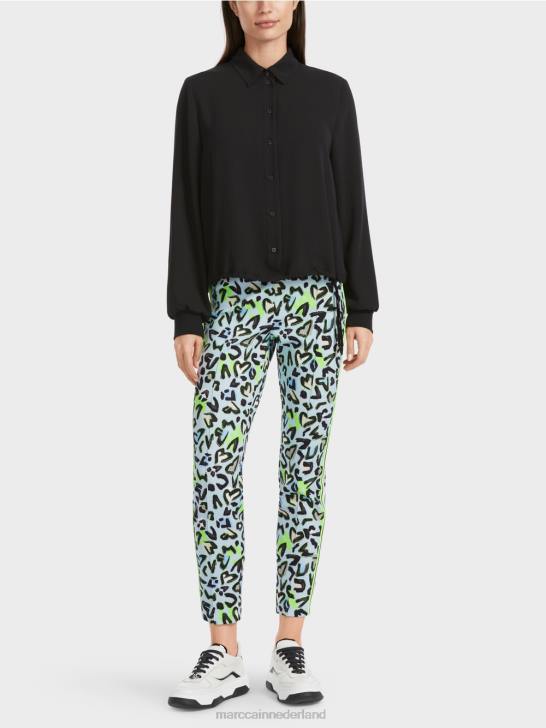 kleding zwart 464J876 blouse met trekkoord Marc Cain