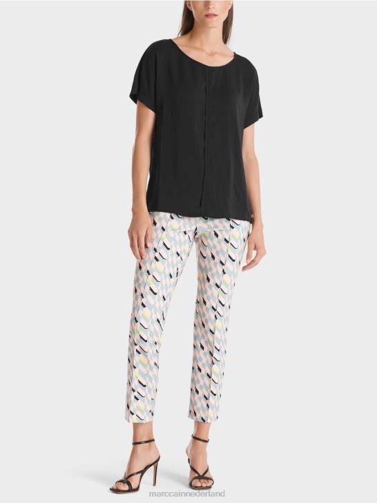 kleding zwart 464J887 puristische "rethink Together" blouse Marc Cain