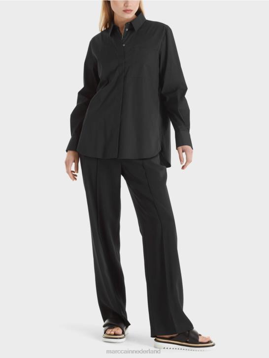 kleding zwart 464J893 katoenen stretchblouse Marc Cain