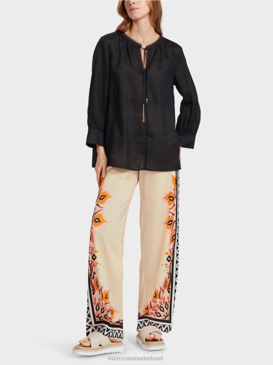 kleding zwart 464J915 blouse in ramee (porseleingras) Marc Cain