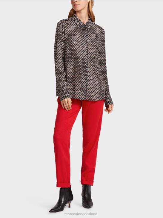 kleding zwart 464J920 viscose blouse met all-over print Marc Cain