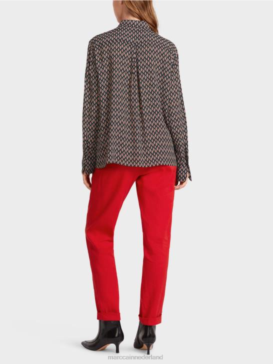 kleding zwart 464J920 viscose blouse met all-over print Marc Cain