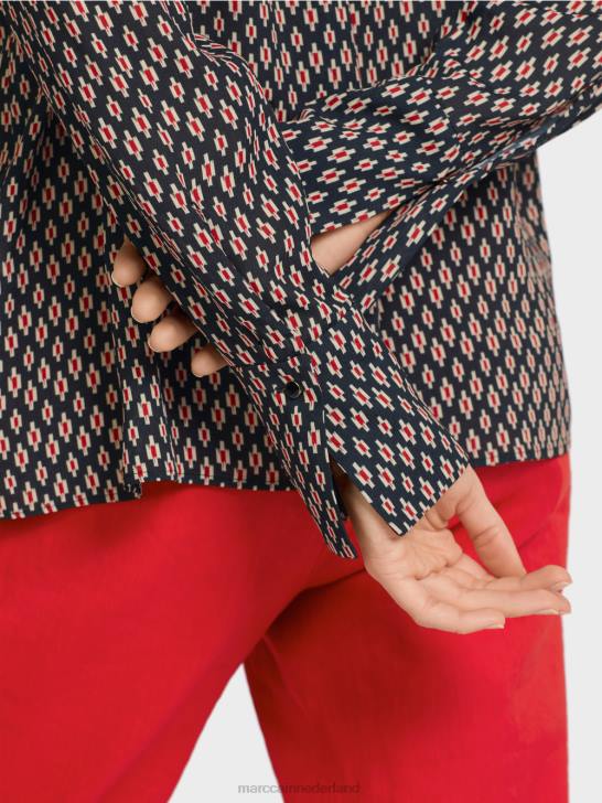 kleding zwart 464J920 viscose blouse met all-over print Marc Cain