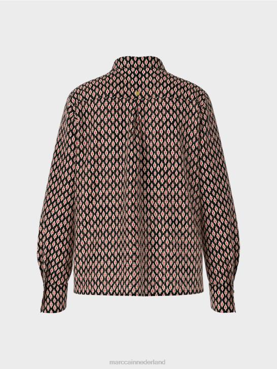 kleding zwart 464J920 viscose blouse met all-over print Marc Cain