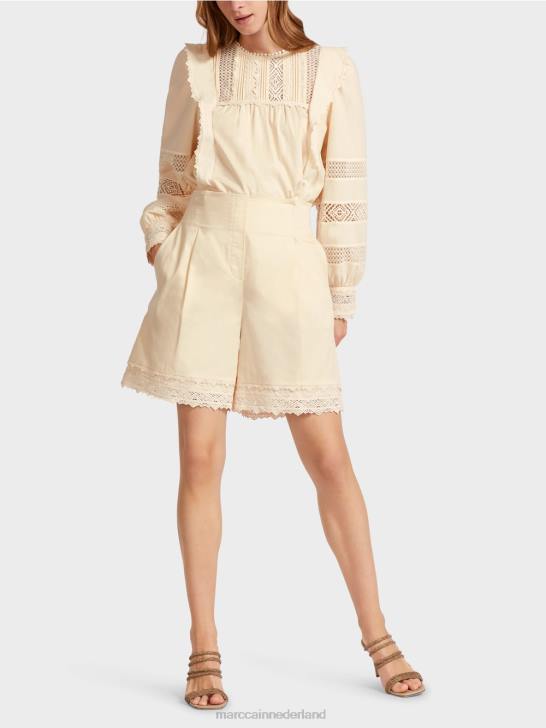 kleding crème 464J615 short met kanten zoom Marc Cain