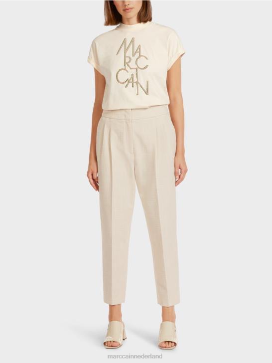 kleding crème 464J723 broek in linnenlook Marc Cain