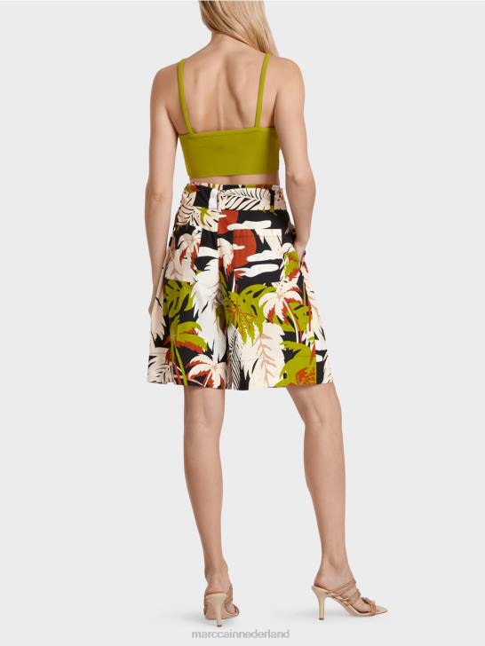 kleding diep olijfgroen 464J641 short in paperbag-stijl Marc Cain