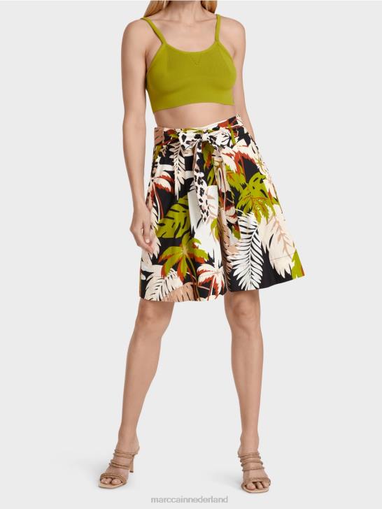 kleding diep olijfgroen 464J641 short in paperbag-stijl Marc Cain