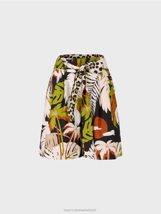 kleding diep olijfgroen 464J641 short in paperbag-stijl Marc Cain