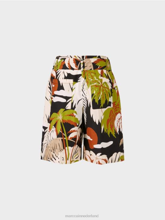 kleding diep olijfgroen 464J641 short in paperbag-stijl Marc Cain