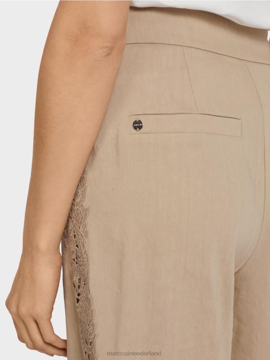 kleding diep zand 464J636 korte broek met kanten vlecht Marc Cain