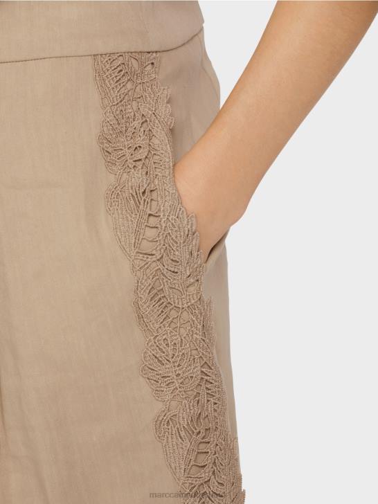 kleding diep zand 464J636 korte broek met kanten vlecht Marc Cain