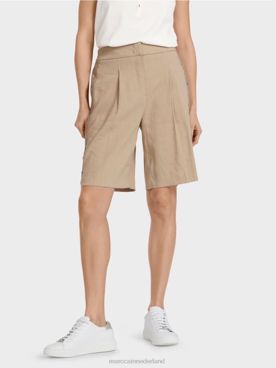 kleding diep zand 464J636 korte broek met kanten vlecht Marc Cain