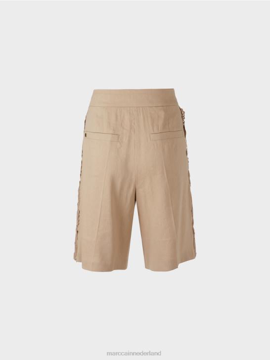 kleding diep zand 464J636 korte broek met kanten vlecht Marc Cain