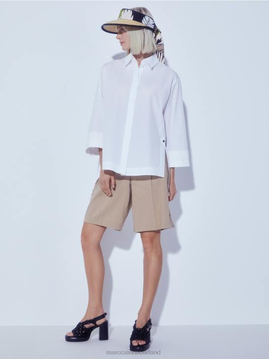 kleding diep zand 464J636 korte broek met kanten vlecht Marc Cain