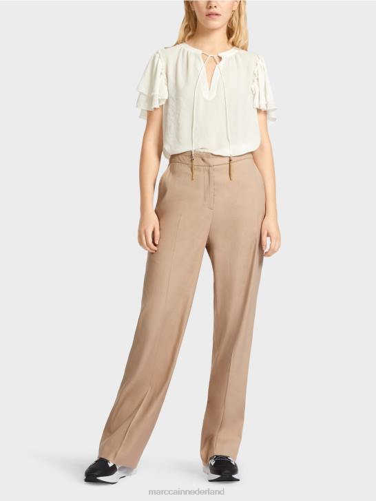 kleding diep zand 464J673 Wukari linnen en viscose broek Marc Cain