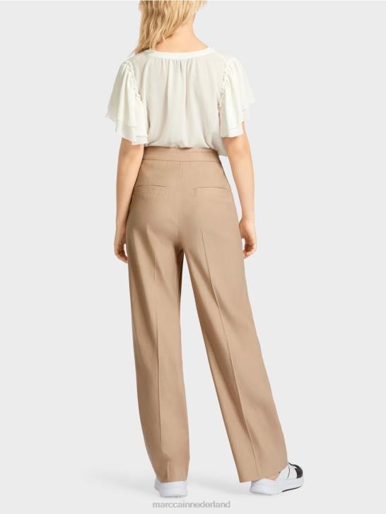 kleding diep zand 464J673 Wukari linnen en viscose broek Marc Cain